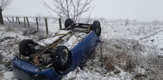 Două tinere s-au răsturnat cu mașina, la intrarea în Biliești