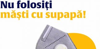 Măștile cu supapă nu sunt recomandate pentru a fi utilizate în contextul pandemiei de coronavirus