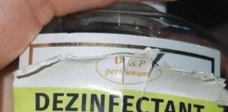 VIDEO Etichetă de dezinfectant peste cea de apă de colonie