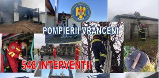 În luna martie, pompierii, paramedicii și pirotehniștii ISU Vrancea au avut peste 500 de intervenții