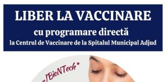 Adjudenii se pot programa direct la Centrul de vaccinare de la Spitalul Municipal pentru imunizare
