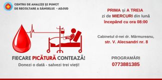 Program special pentru donatorii de sânge din Adjud și localitățile apropiate