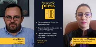Interviurile PressHub: astăzi, Sorina Iolanda Marinaș, judecător la Curtea de Apel Craiova