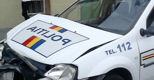 Mașină de poliție implicată într-un accident, în Focșani