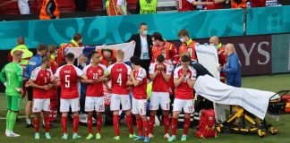 Aproape de o tragedie la EURO 2020. Danezul Eriksen s-a prăbușit pe gazon