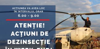 Dezinsecție cu elicopterul, în weekend, în Focșani