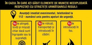 ISU: Reguli și măsuri de respectat în cazul descoperirii de muniții rămase neexplodate