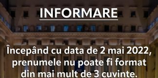 Atenție! Prenumele unei persoane nu poate fi format din mai mult de 3 cuvinte!