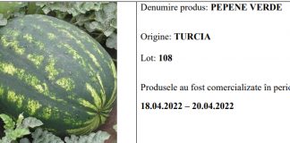 Pepene verde din Turcia, retras de la comercializare