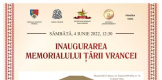 Memorialul Țării Vrancei, inaugurat sâmbătă la Vidra