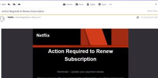 Mesaje false transmise pe e-mail și sub numele Netflix