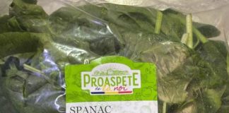 Un sortiment de spanac la pungă, retras de la comercializare