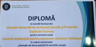 Două unități al DGASPC Vrancea, premiate de Ministerul Muncii și Solidarității Sociale
