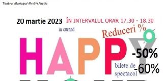 Ofertă ”Happy hour” pentru 3 piese ce se vor juca pe scena Teatrului Municipal Focșani