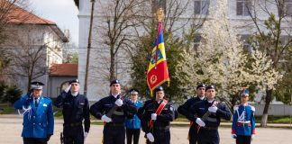 Drapelul de Luptă al jandarmilor vrânceni, decorat cu Ordinul ”Virtutea Militară” în grad de Cavaler