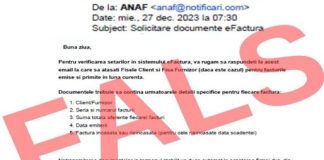 Avertizare cu privire la mesajele false legate de sistemul RO e-Factura