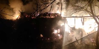 VIDEO O anexă gospodărească a ars din temelii, în comuna Dumitrești