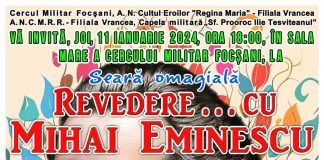 Spectacol ”Eminescu”, în această seară, la Casa Armatei din Focșani