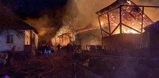 FOTO „Noapte de foc” pentru pompierii vrânceni: case, animale, anexe gospodărești în flăcări, în primele ore ale anului 2024
