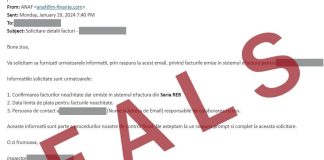 Atenționare: Mesaje false în numele ANAF, legate de sistemul e-Factura!