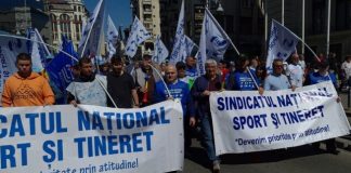 Protest al sindicaliștilor din DJST Vrancea și CS Unirea Focșani