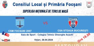 Două meciuri de tenis de masă, în aceste zile, la Focșani