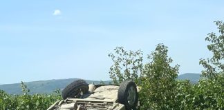 Un autoturism s-a răsturnat pe E85, aproape de Pufești