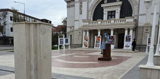FOTO Un bust din Piațeta Teatrului Focșani, vandalizat de copii