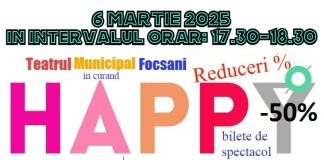 Promoție Happy Hour, astăzi, la Teatrul Municipal Focșani