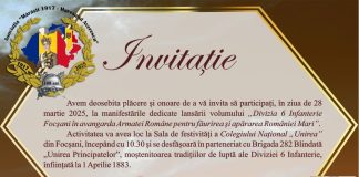 Lansare de carte, la Colegiul Unirea, despre Divizia 6 Infanterie Focșani