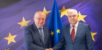 Întâlnirea ministrului Angel Tîlvăr cu comisarul european pentru Apărare și Spațiu, Andrius Kubilius