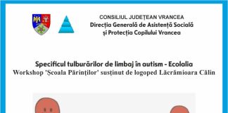 Workshop ’Școala părinților’ cu tema ’Specificul tulburărilor de limbaj în autism – Ecolalia’