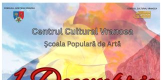 Centrul Cultural Vrancea marchează Ziua Națională a României cu un spectacol al cursanților Școlii Populare de Artă