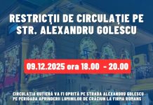 Circulația rutieră va fi închisă marți seară, pe strada Alexandru Golescu din Focșani
