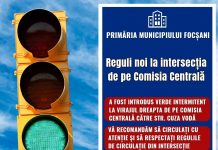 Atenție: Modificări la funcționarea semaforului de pe strada Comisia Centrală din Focșani!