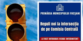 Atenție: Modificări la funcționarea semaforului de pe strada Comisia Centrală din Focșani!