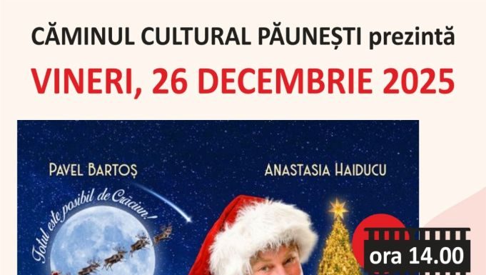 Oferte de petrecere a timpului liber în Păunești, în perioada sărbătorilor: discotecă, film de Crăciun, colinde și obiceiuri