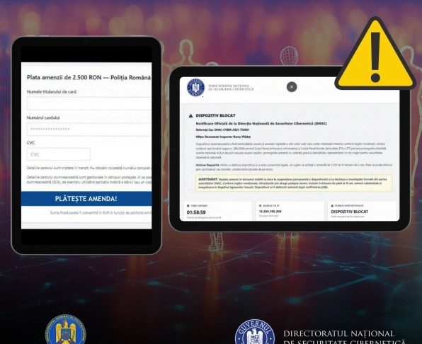 Avertizare: noi tentative de fraudă prin impersonarea Poliției Române și a Directoratului Național de Securitate Cibernetică