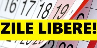 Zilele nelucrătoare din cursul anului 2026