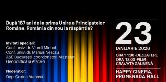 Dezbatere despre Unirea Principatelor Române și România prezentă / Programul conține și proiecția filmului ”Cravata galbenă”