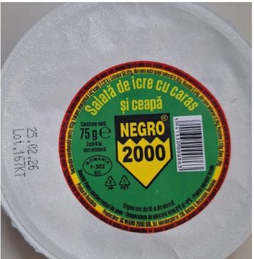 Un sortiment de salată de icre, retras de la comercializare