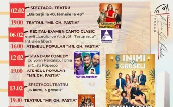 Programul spectacolelor din Focșani, în luna februarie