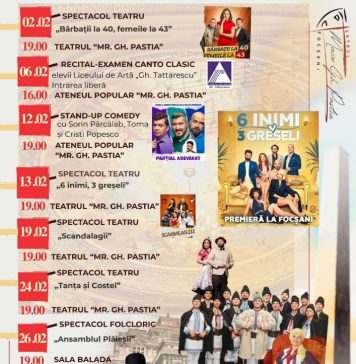Programul spectacolelor din Focșani, în luna februarie