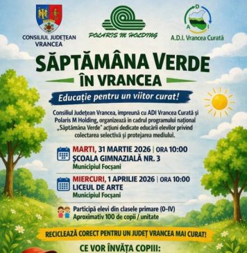 Educația pentru mediu începe cu tinerele generații: acțiuni dedicate elevilor din Focșani în cadrul „Săptămânii Verzi”