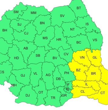 Vrancea, vizată vineri de o atenționare de Cod galben de vânt puternic
