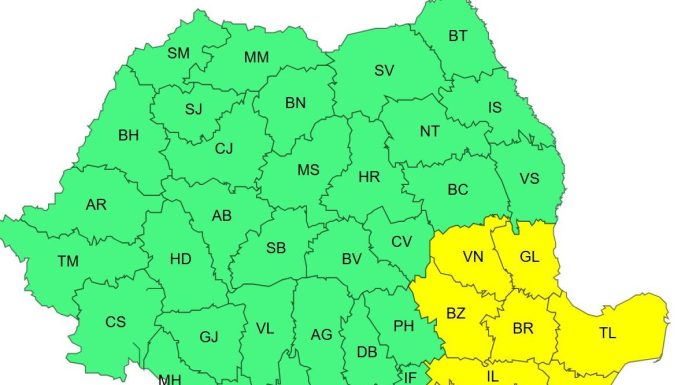 Vrancea, vizată vineri de o atenționare de Cod galben de vânt puternic