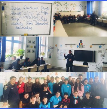 FOTO Elevii Școlii Gimnaziale Vârteșcoiu au deschis „cartea” profesiei de polițist