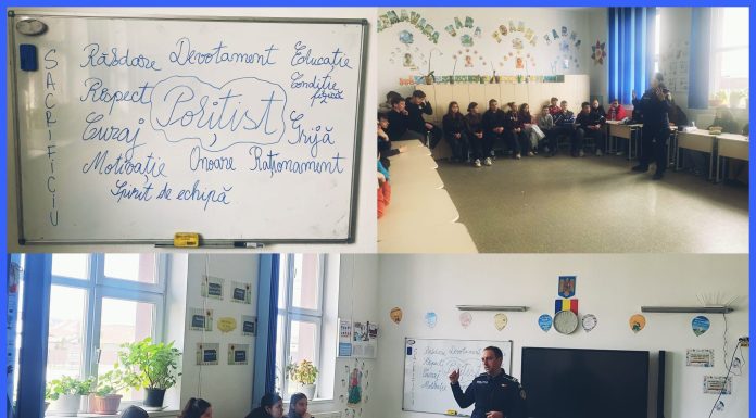 FOTO Elevii Școlii Gimnaziale Vârteșcoiu au deschis „cartea” profesiei de polițist