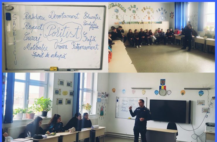 FOTO Elevii Școlii Gimnaziale Vârteșcoiu au deschis „cartea” profesiei de polițist