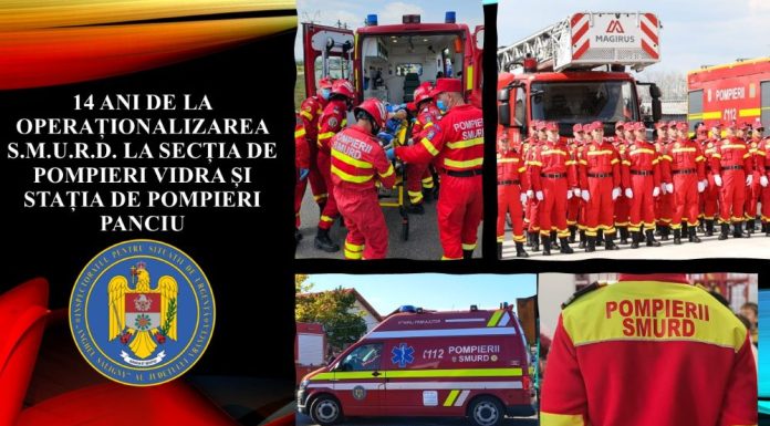 Aniversare: 14 ani de activitate SMURD la Secția de Pompieri Vidra și Stația de Pompieri Panciu